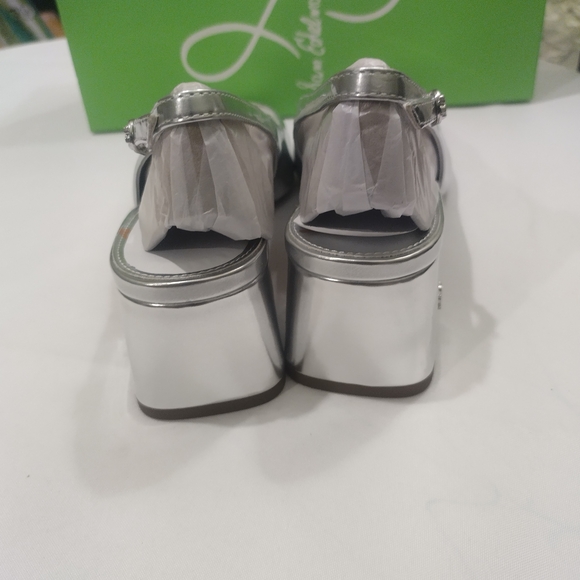 Terra 50MM Patent Leather Slingback Pumps Women's Size 7.5 By Sam Edelman Sliver - Picture 4 of 7